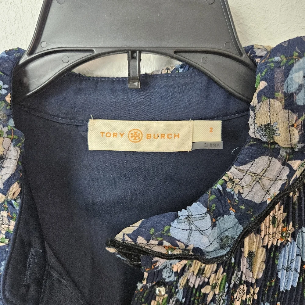 Tory Burch Deneuve floral-print plissé dress  size 2